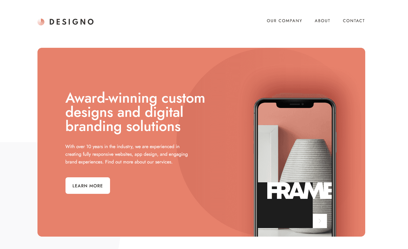 Designo homepage screenshot